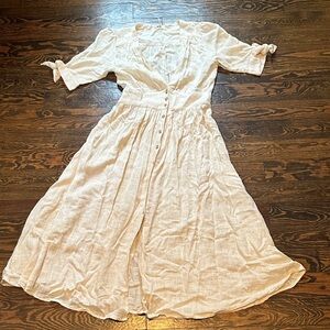 Free People Cream Button-Down Dress